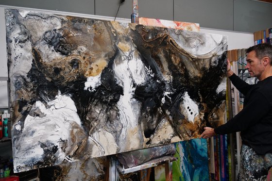 Tectonic 190cm x 100cm Rust Black Textured Abstract Art