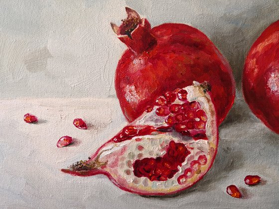 Red juicy pomegranate still life