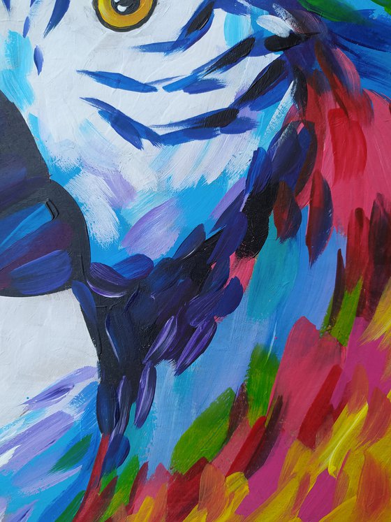 Love - parrots acrylic painting, parrots in love, bird, parrots, gift, parrots art, art bird, animals painting