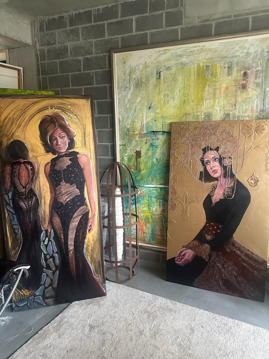 Expressive Portrait Oil Painting By Conny Roels, 35 X 63, Alla Rew, Original Artwork