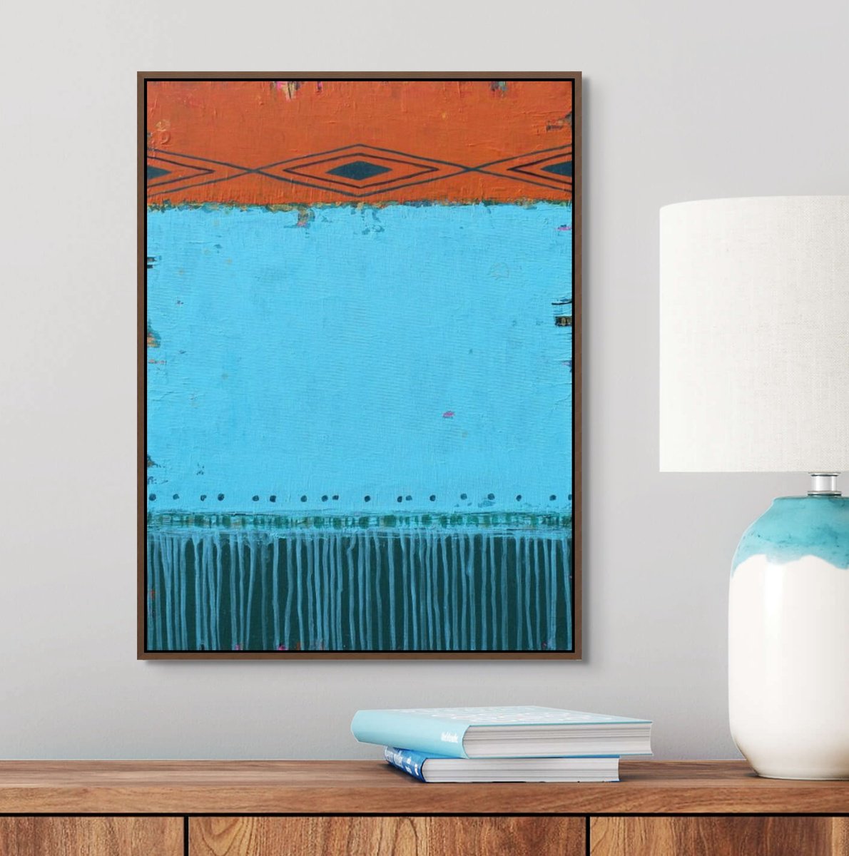 Urban And Pop Abstract Acrylic Painting By Sage Mountain Studio, 18 X 24", Sunshine Blues, Original Artwork