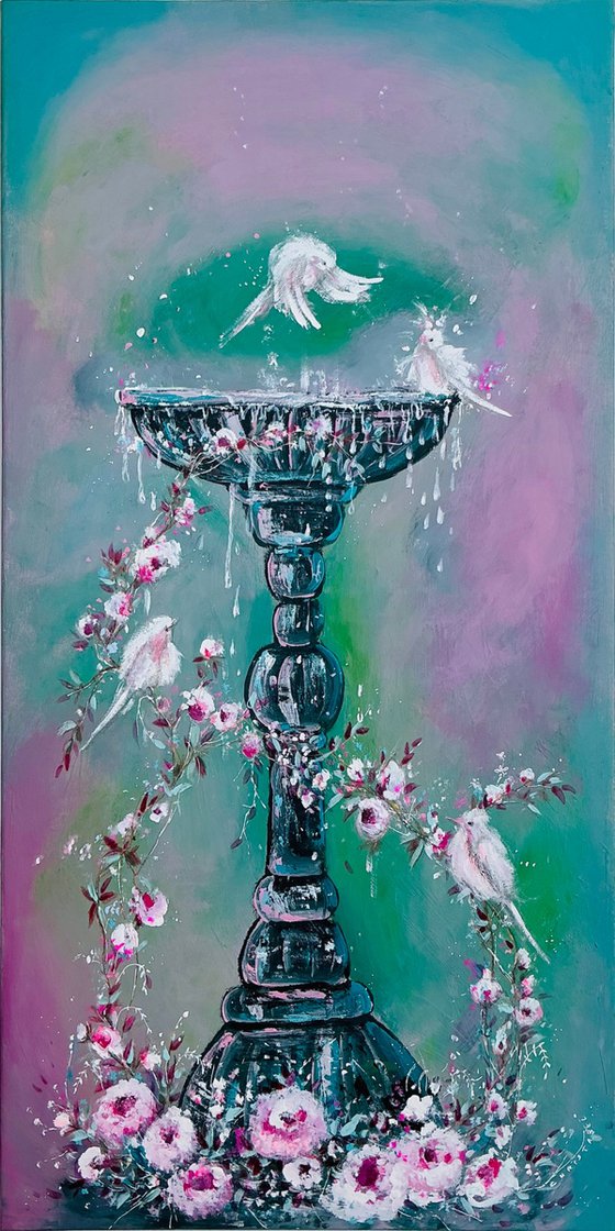 BIRD BATH IN THE GARDEN