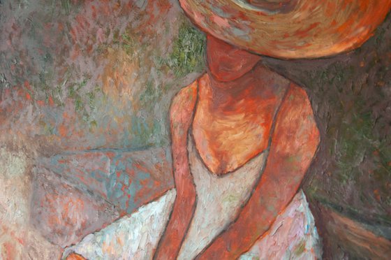 Sweet peaches - Large Original Faceless Woman Figurative Painting