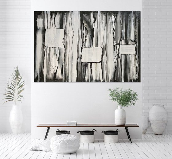 Black and White Matrix Abstract Large Contemporary Art