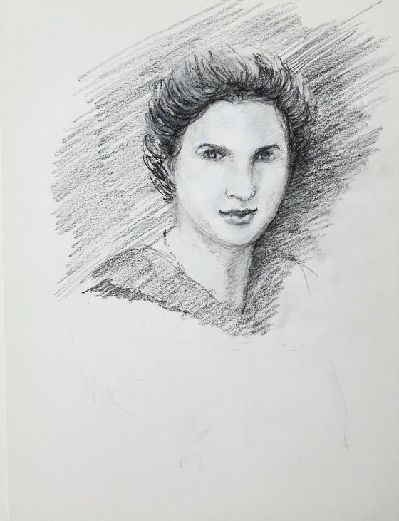 Portrait sketch in charcoal