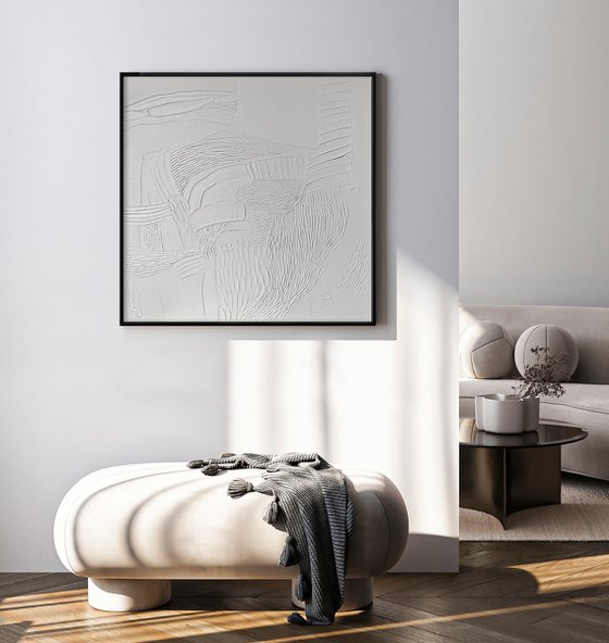 "Nulla 3" Abstract white high textured art