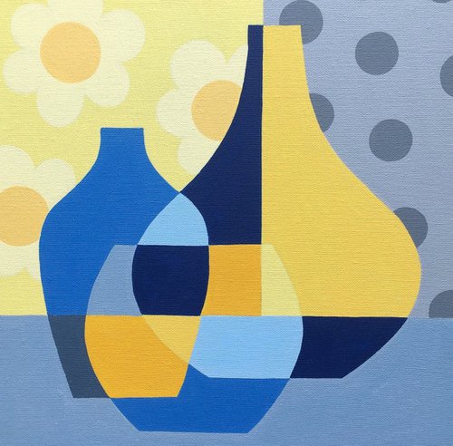 Blue Vases with Yellow Daisies by Louise MacIntosh-Watson