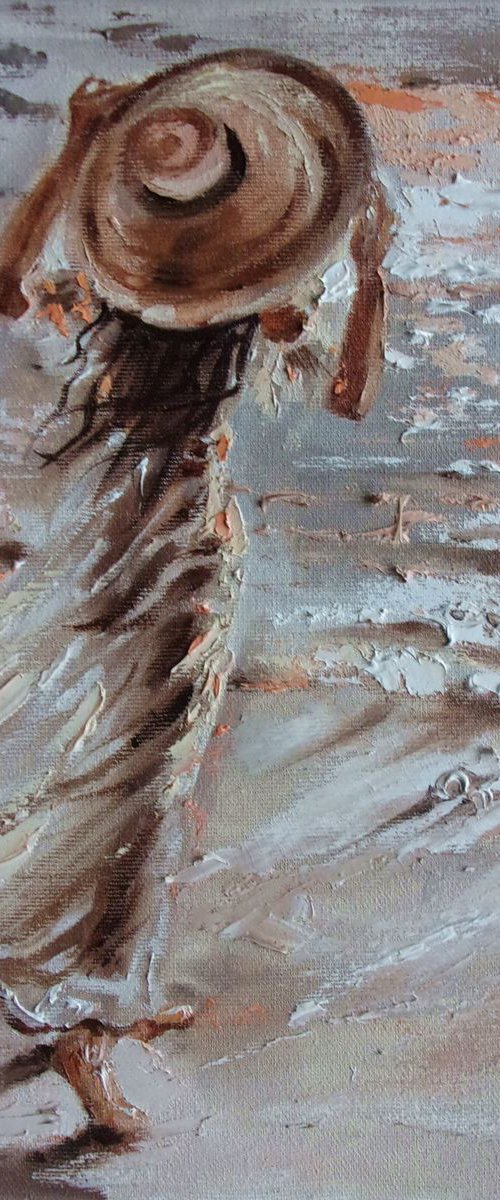 " WHAT A VIEWS ... " original painting SEA SUMMER palette knife GIFT by Monika Luniak