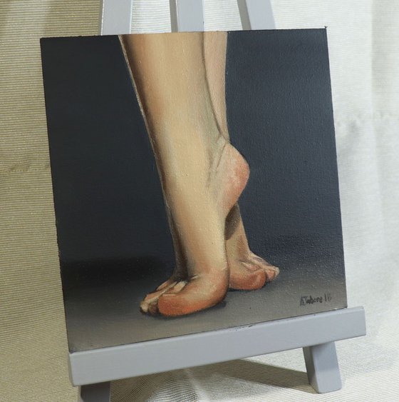 Dancing Feet, Contemporary Dance, Ballet Dancer Shoes, Oil Painting, Ballerina, Framed Art