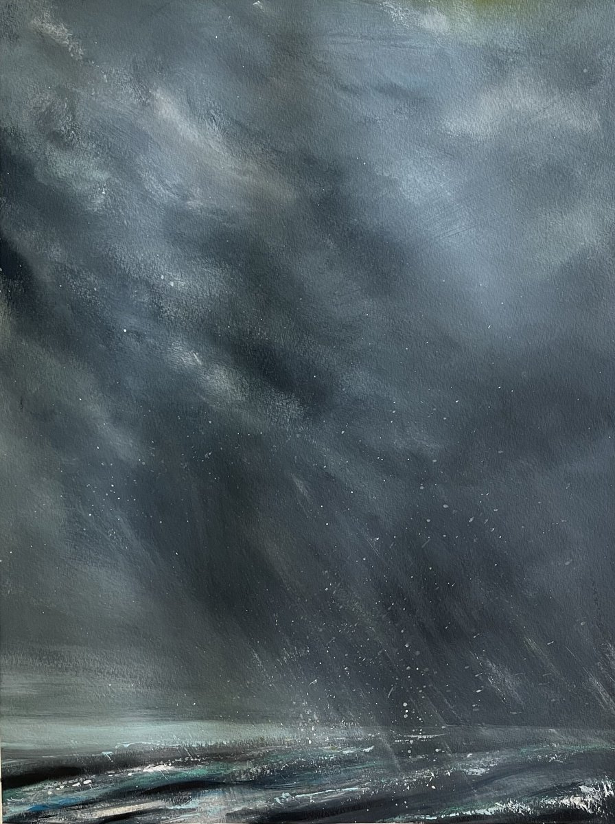 Impressionistic Landscape Painting By Daiva Karaliute, 22 X 28, Ocean Madness, Original Artwork