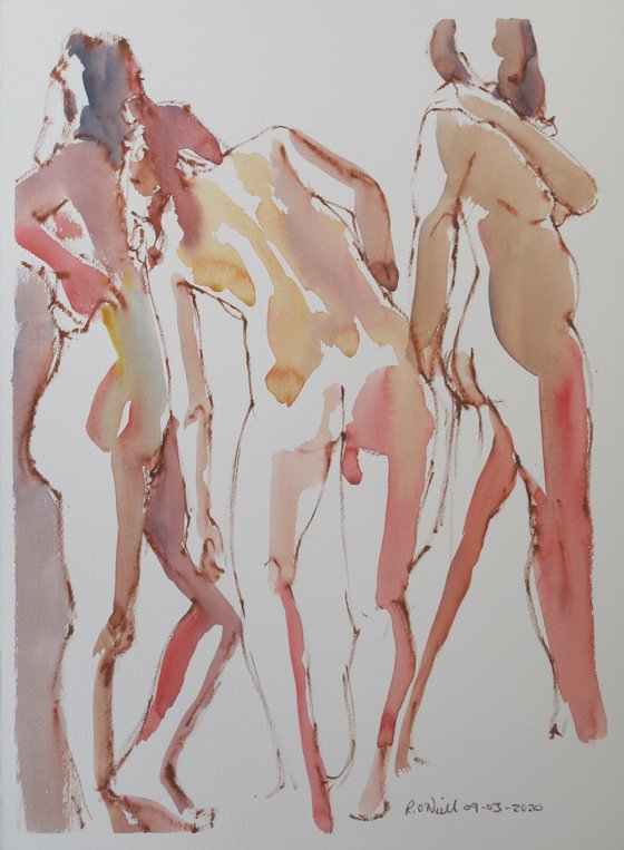 standing female nude 3 poses
