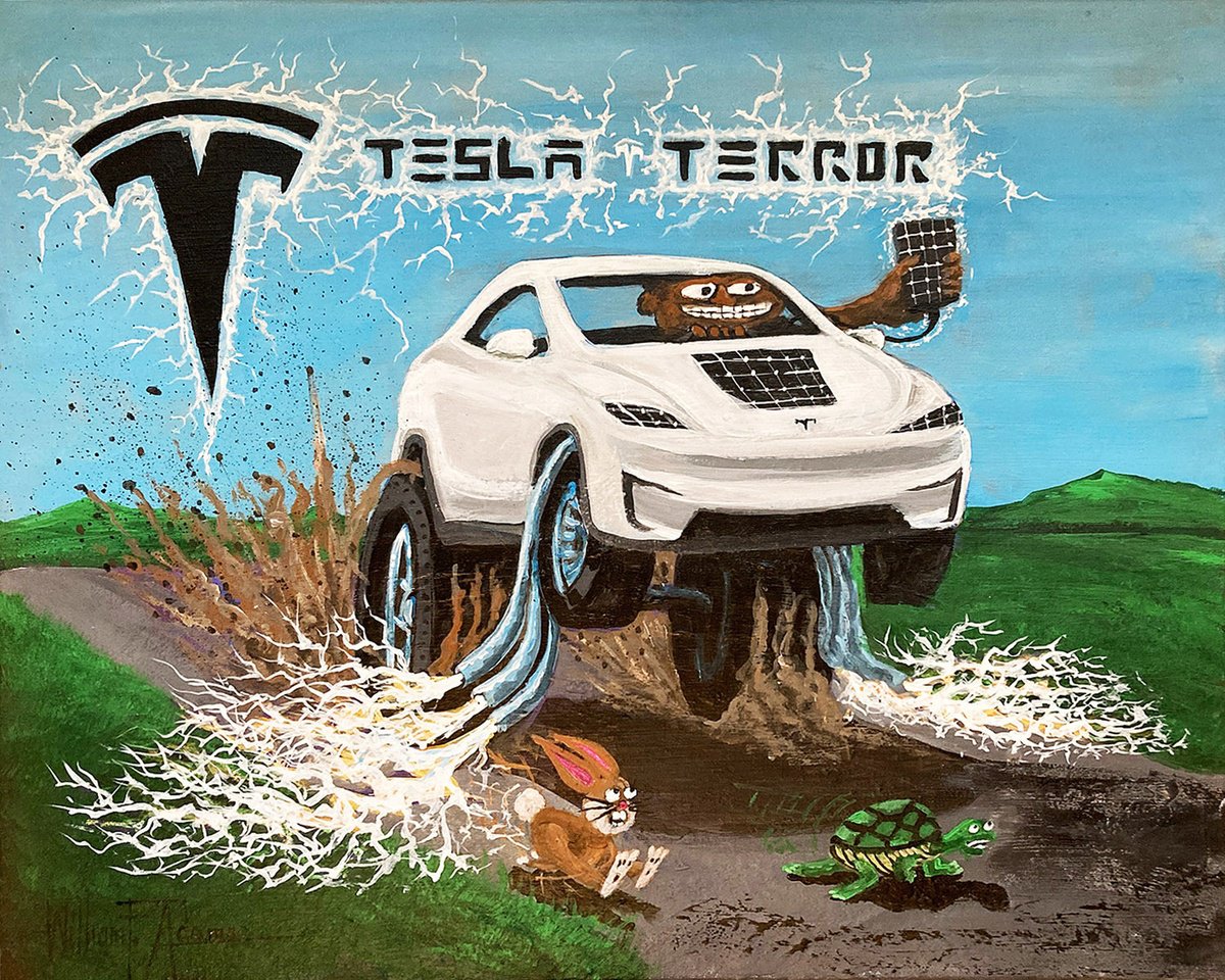 Surrealistic Abstract Acrylic Painting By William F. Adams, 20 X 16", Driving The Future !, Original Artwork