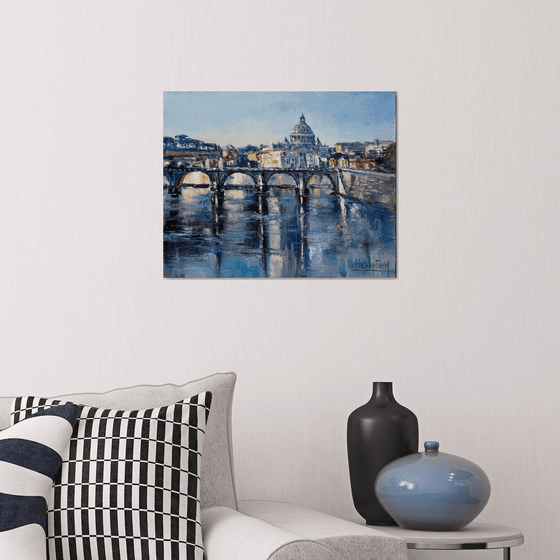 "Rome", city landscape, St. Angelo Bridge, Italy