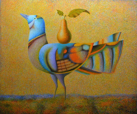 Bird and Pear 30"x36"