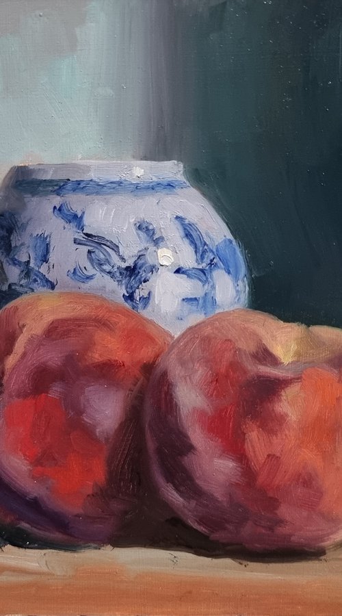 Peaches and Vase by Pascal Giroud