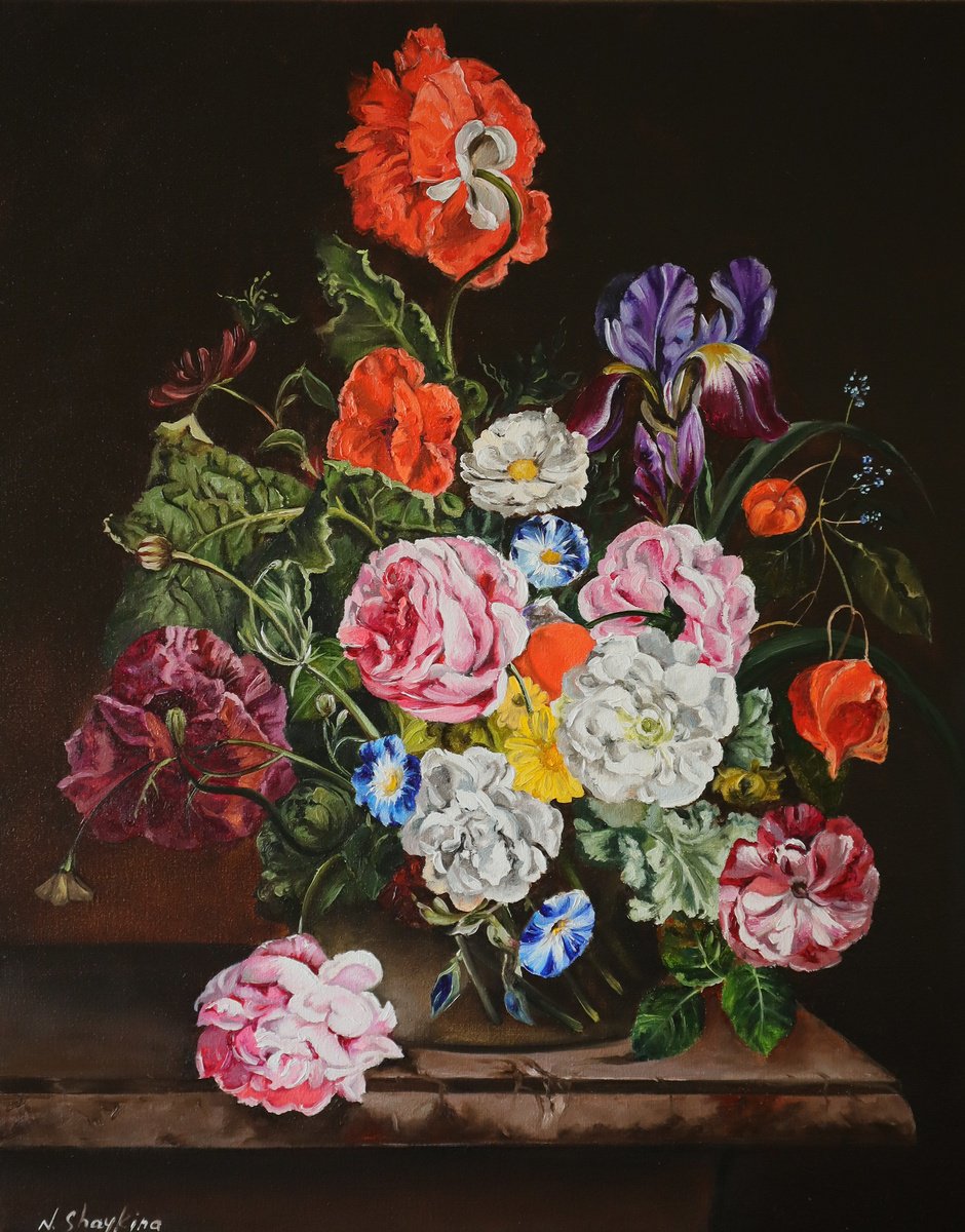 Photorealistic Oil Painting , Dutch Garden Bouquet By Natalia Shaykina, 28 X 35, Artwork For Sale On Artfinder