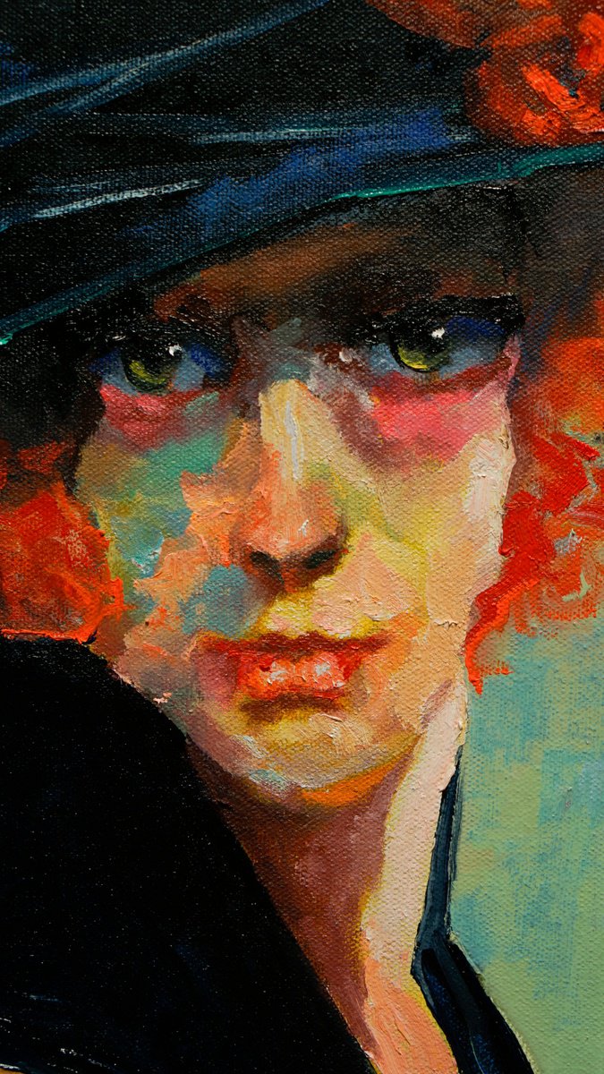 Impressionistic Portrait Oil Painting By Pavel Filin, 18 X 22", Frenchwoman, Original Artwork