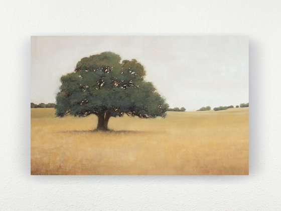 Summer Oak Tree 220501, earth tones tonal landscape with trees