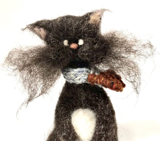 Cat , felted wool