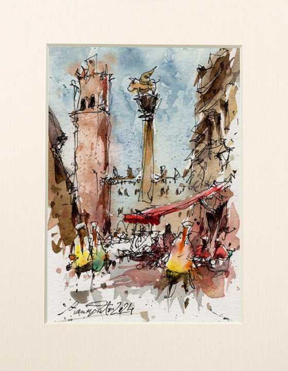 Verona Piazza Erbe Watercolor