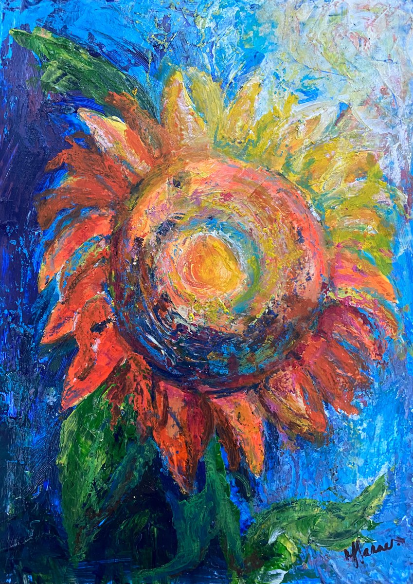 Single Sunflower - in aid of support Ukraine by Teresa Tanner