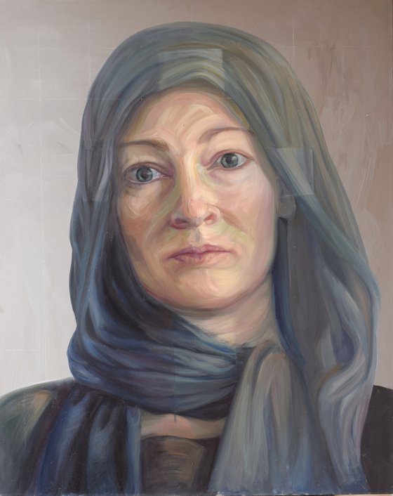 Self-portrait with scarf