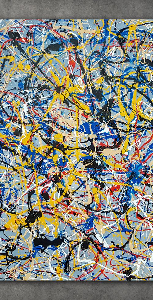 - Sperto N-7 - (W)120x(H)96 cm. Style of JACKSON POLLOCK. Abstract Expressionism Painting by Retne