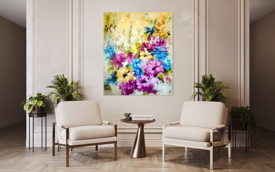 "Summer Feelings" from "Colours of Summer" collection, XXL abstract flower painting