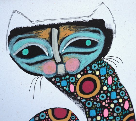 Squiggle Cat #5 whimsical geometric