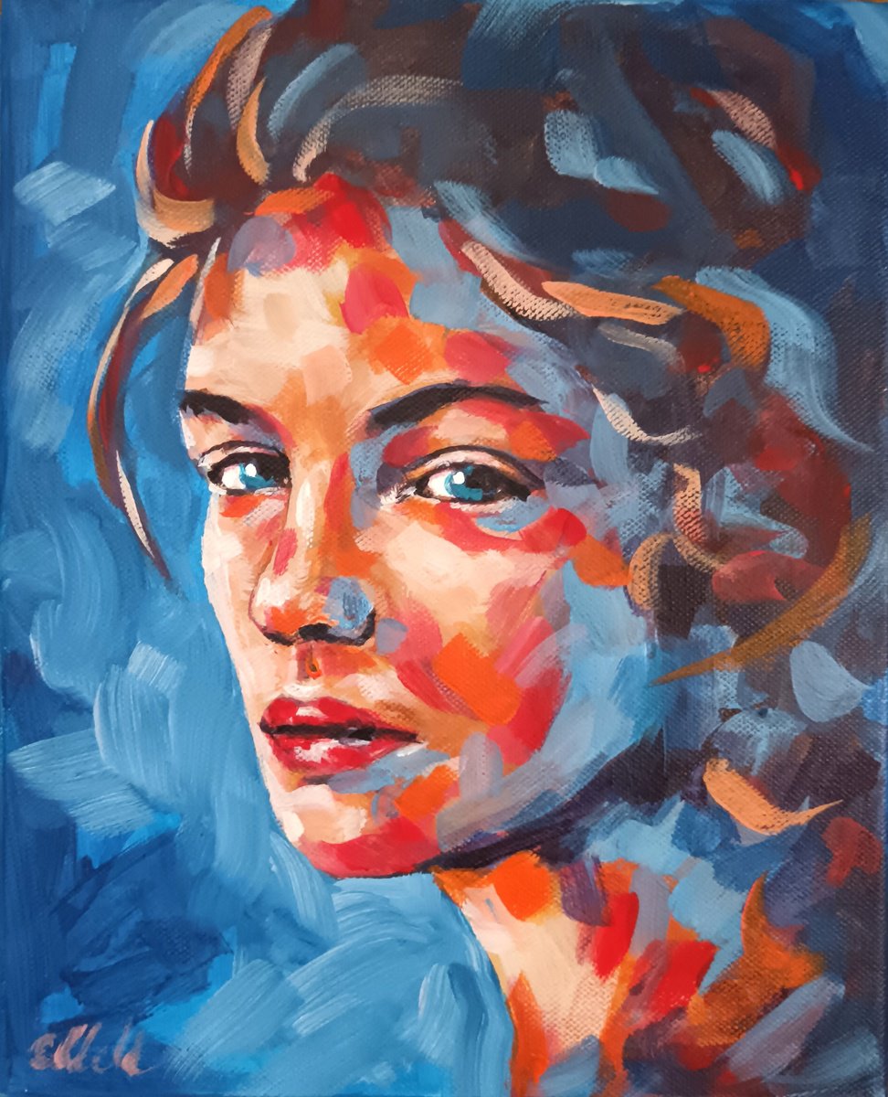 Expressive Portrait Collage By Mateja Marinko, 9 X 12", Colorful Face, Original Artwork