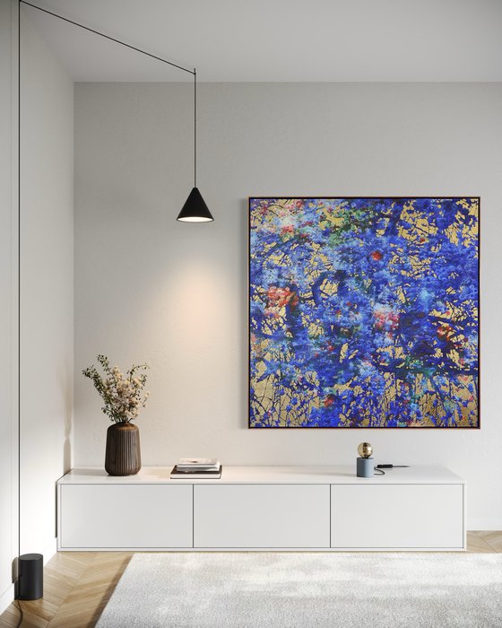 Cobalt & Gold cherry blossom