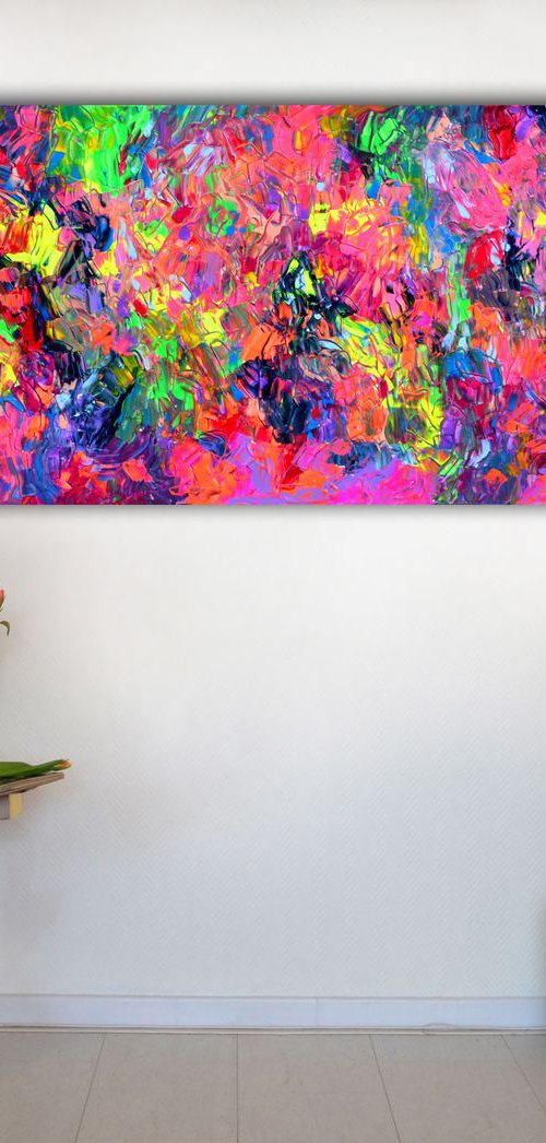 Dischromy 3 - 150x60x2 cm - Big Painting XXXL - Large Abstract, Supersized Painting - Ready to Hang, Hotel Wall Decor by Soos Tiberiu