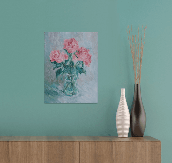 Bouquet of roses. Original oil painting