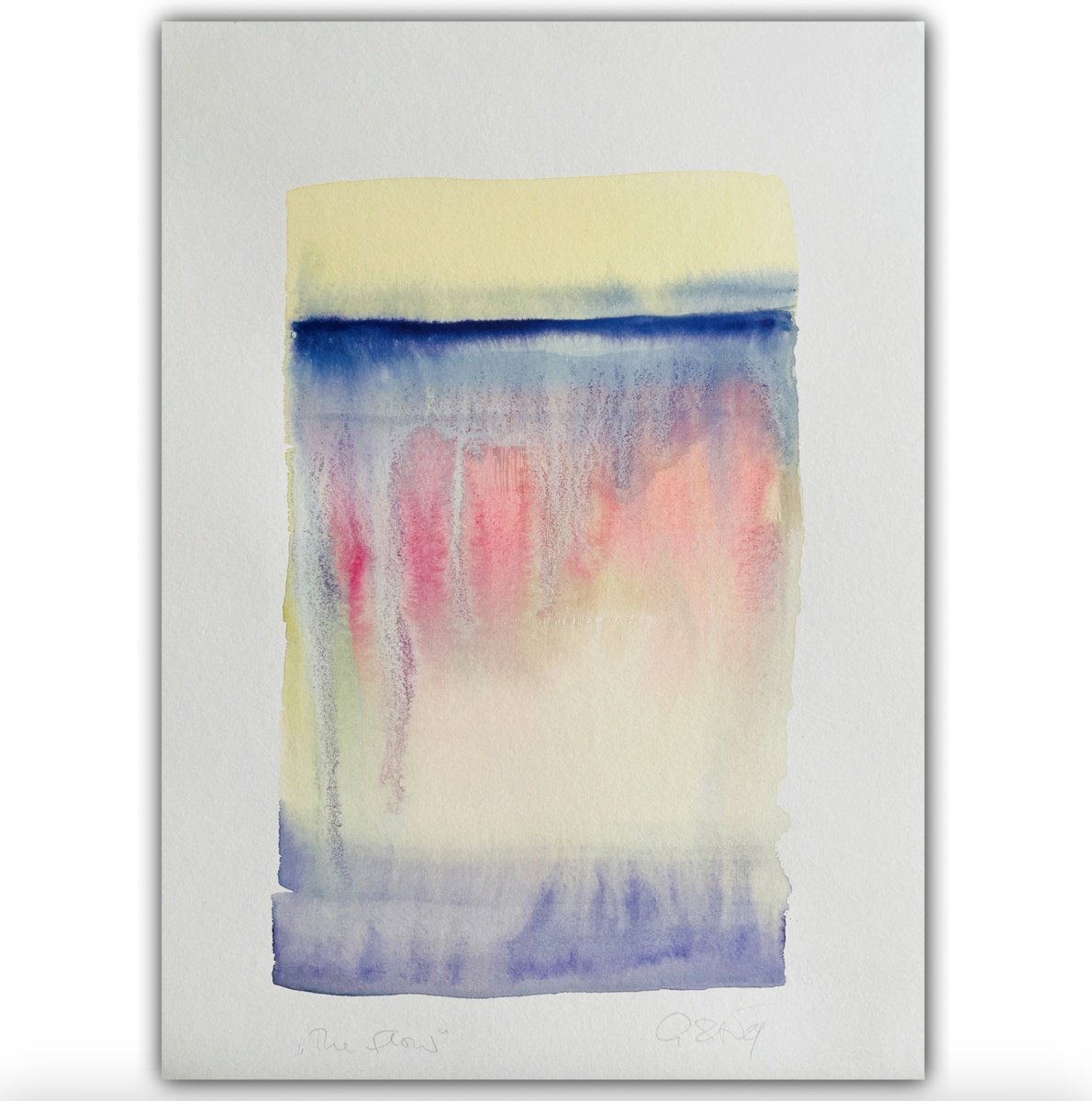 Abstract Watercolour By Gesa Reuter, 12 X 16, The Flow, Original Artwork