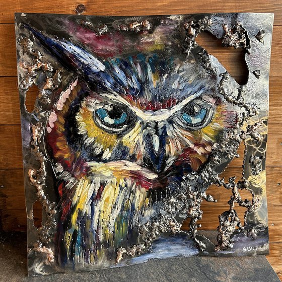 Wall sculpture - Tainbow owl