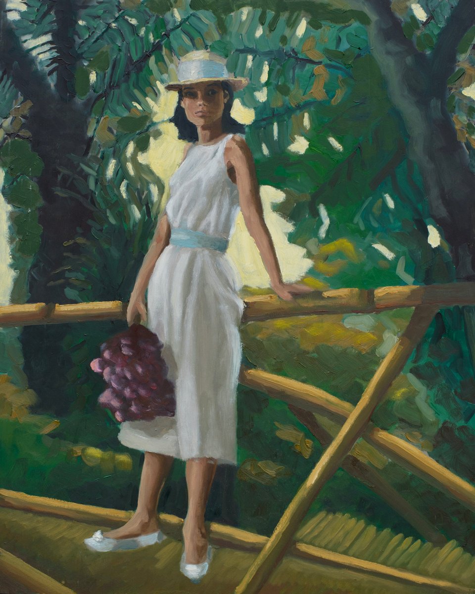 Expressive Portrait Oil Painting By Rebeca Fuchs, 17 X 21", Audrey With Roses, Original Artwork