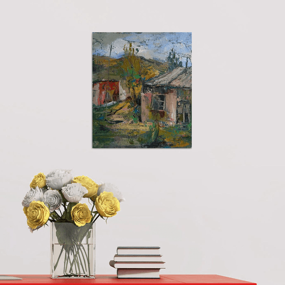 Armenian village (30x35cm, oil painting, impressionistic)