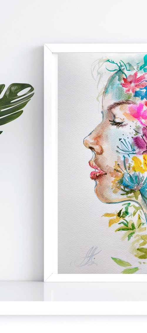 Woman watercolor art by Annet Loginova