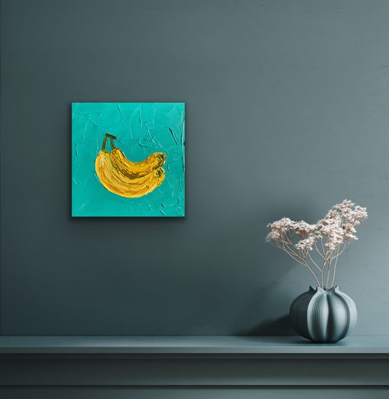 Bananas on emerald green