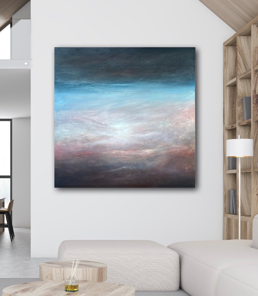 Expressive Landscape Acrylic Painting By Suzanne Williams, 39 X 39", Patria, Original Artwork