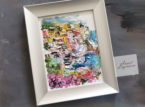 Cinque Terre painting, Italy Art, framed painting on canvas