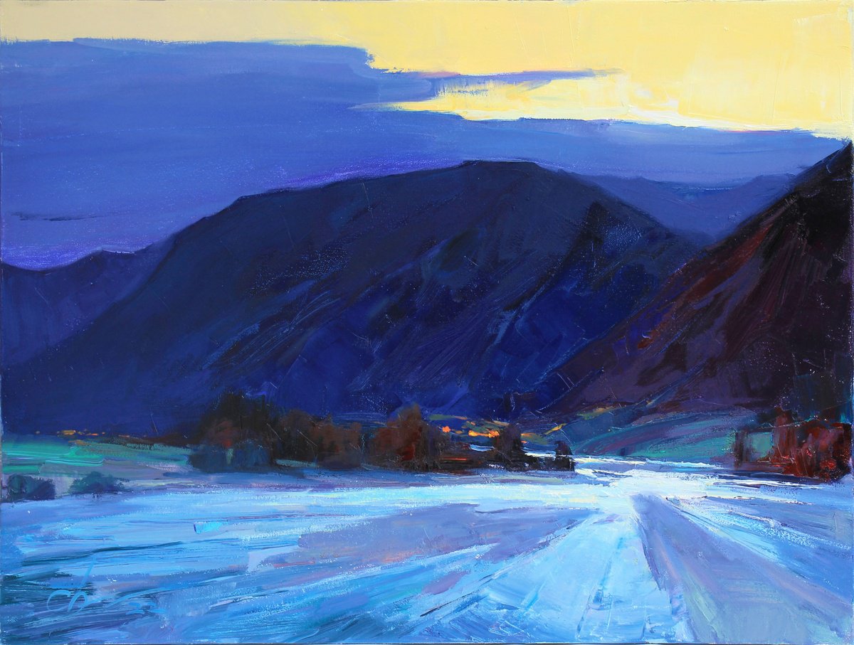 Impressionistic Landscape Oil Painting By Serhii Cherniakovskyi, 31 X 24", Evening Moment, Original Artwork