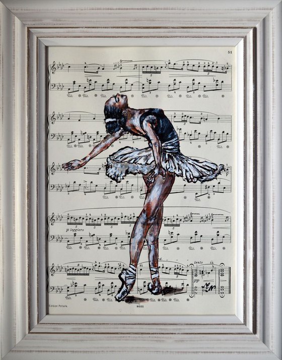 Framed Ballerina XV -Vintage Music Page, GIFT idea