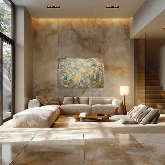 Golden waves 80x120x2 cm