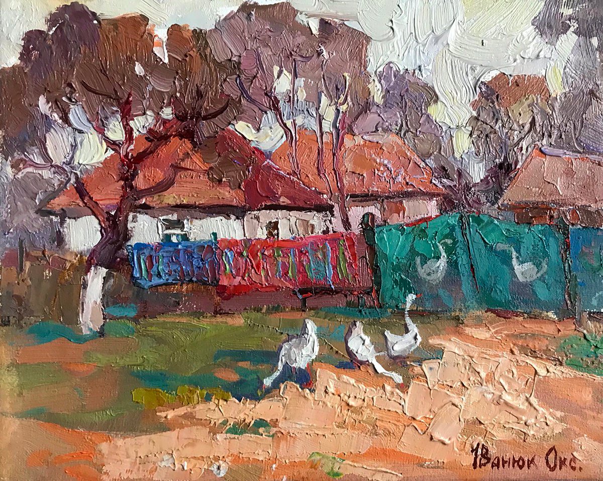Impressionistic Landscape Oil Painting By Kalenyuk Alex, 10 X 8", Waiting For Guests, Original Artwork