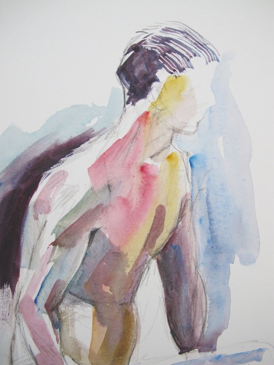Seated female nude back study