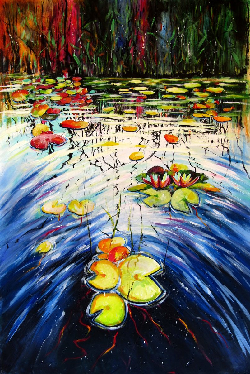 Water Mirror And Water Lilies By Kovacs Anna Brigitta, 28 X 41, Artwork For Sale On Artfinder