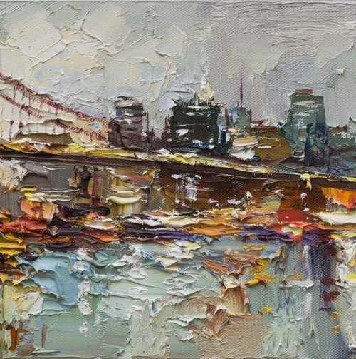 Brooklyn Bridge - New York City - Original oil painting by Anastasiia Valiulina