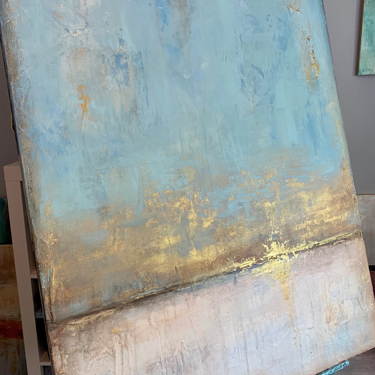 Organic Abstract Acrylic Painting By Elizabeth Moran, 30 X 40, Whispers Of Horizon, Original Artwork