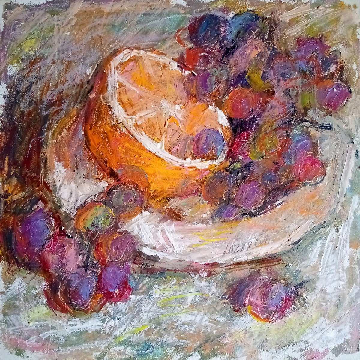 Grapes & orange #1 by Valerie Lazareva